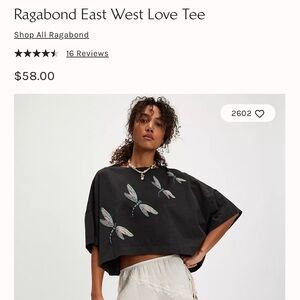Free People Ragabond Black Dragonfly Crop Tee One Size